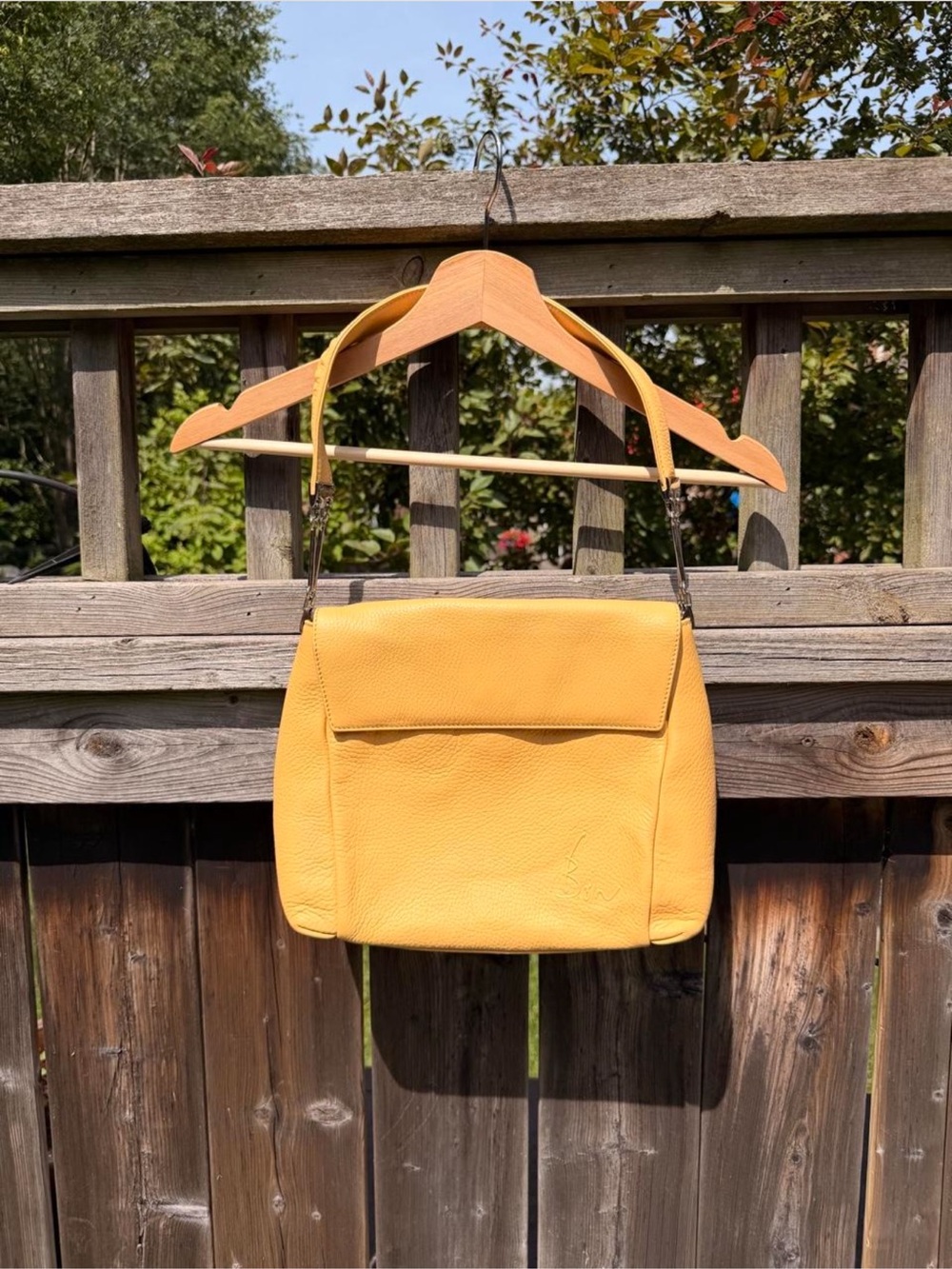 Structured Yellow Leather Shoulder Bag